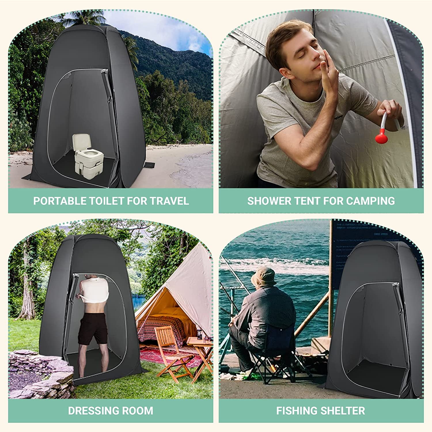 Portable camping toilet with pop up privacy tent – Hipcamp General Store