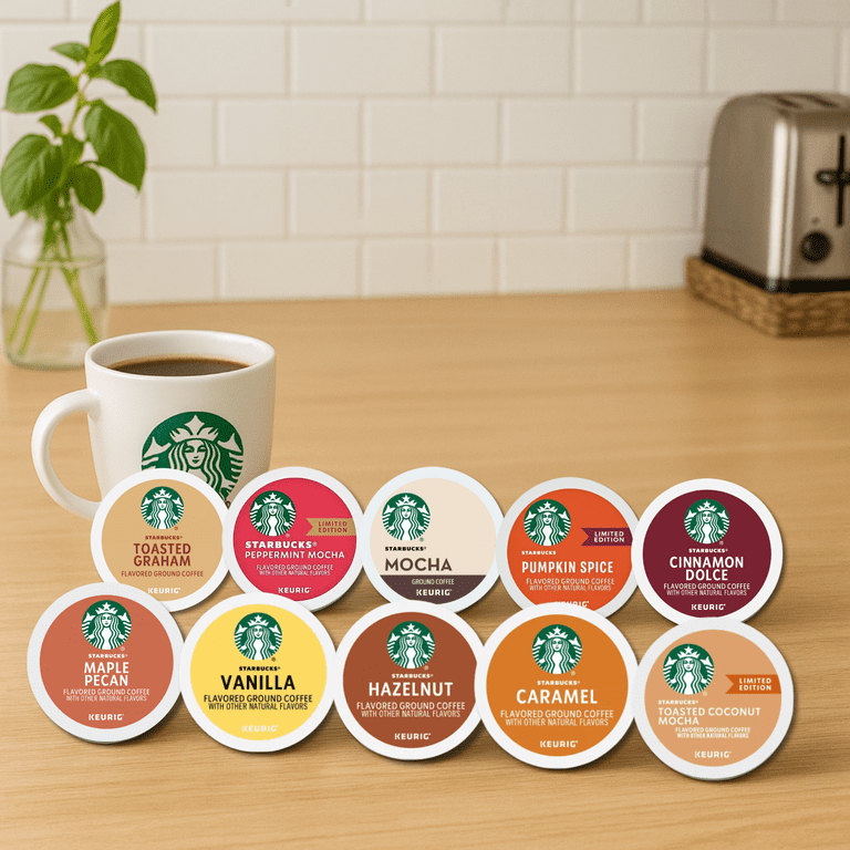 Best of Starbucks Flavored Coffee Pods Variety Pack  10 Bestselling  Flavors, 30 Count K-Cups Sampler for Keurig  Mocha, Vanilla, Hazelnut,  Caramel & More - Walmart.com