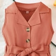 thumbnail image 5 of Wdgfv Girls Romper Jumpsuit Toddler Baby Classic Lapel Belted Overall Shorts Bodysuit Comfortable Stylish Outfit Red 3-6 Months, 5 of 6