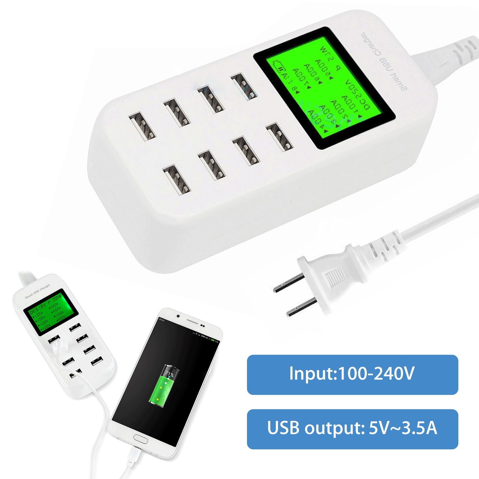 100W 24 Port USB Charging Station Hub Fast Charger Adapter For PC Computer UK