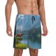 thumbnail image 2 of Balery Majestic Deer Mountain Lake Pantalones cortos de pijama de punto de algodón para hombre con cinturilla y bolsillos-Large, 2 of 6