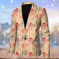 thumbnail image 2 of Men Christmas Snowflake Santa Printed Pocket Lapel Button Suit Jacket Suit, 2 of 4