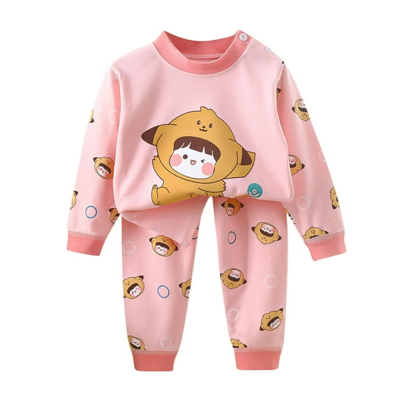 Bovxnpu Boys Girls Outfits Set 2 Piece Loungewear Set, Girl Long Sleeve Shirt and Pants Set for Toddlers Girls Fall Clothes Home Clothes 4 Years