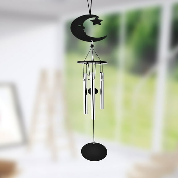 HONITANO 1Set Metal Moon Shaped Wind Chime For Home Decor And Garden Supplies 11.8 x 11.8 x 15In