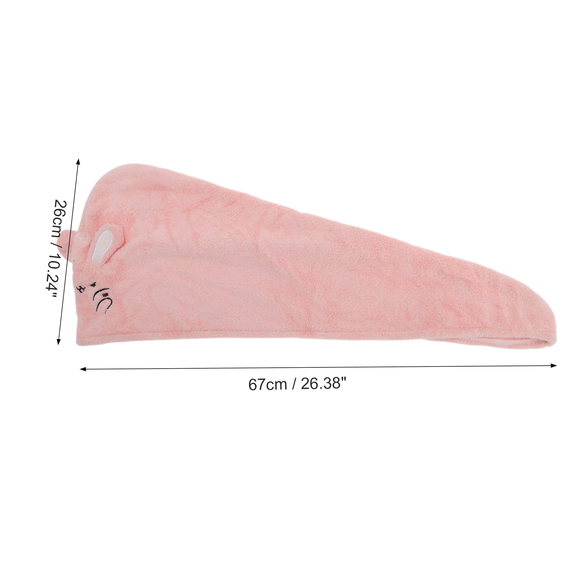 Unique Bargains 1pc Absorbent Rabbit Ears-Shaped Hair Towel 26.38"x 10.24" Light Pink