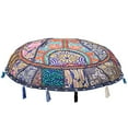 thumbnail image 2 of Stylo Culture Ethnic Floor Pillow Cover Vintage Patchwork Round Bohemian Seating Dark Blue 22x22 Large Pillows Decorative Decor Seating Tuffet Seat Pouf Cover Footstool Cotton Embroidered 1 Pc, 2 of 4