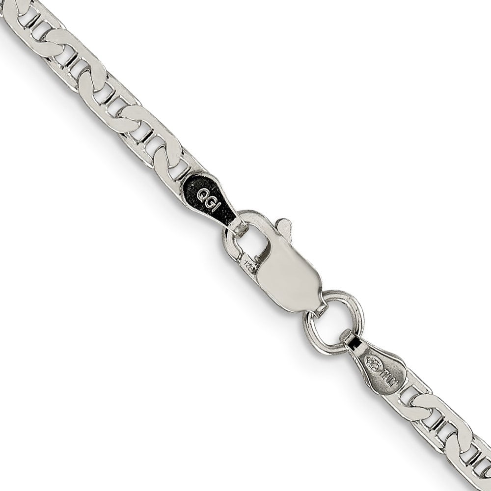 Auriga 925 Sterling Silver 3mm Flat Anchor Anklet 10inch for Women