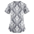 thumbnail image 4 of Iaqnaocc Scrub Tops Women Plus Size Western Ethnic Style Nurse Working Uniforms Fashion V-Neck Side Slits Scrub Tops Party Short Sleeve Tees Blouse with Pockets Light Blue 3XL, 4 of 5