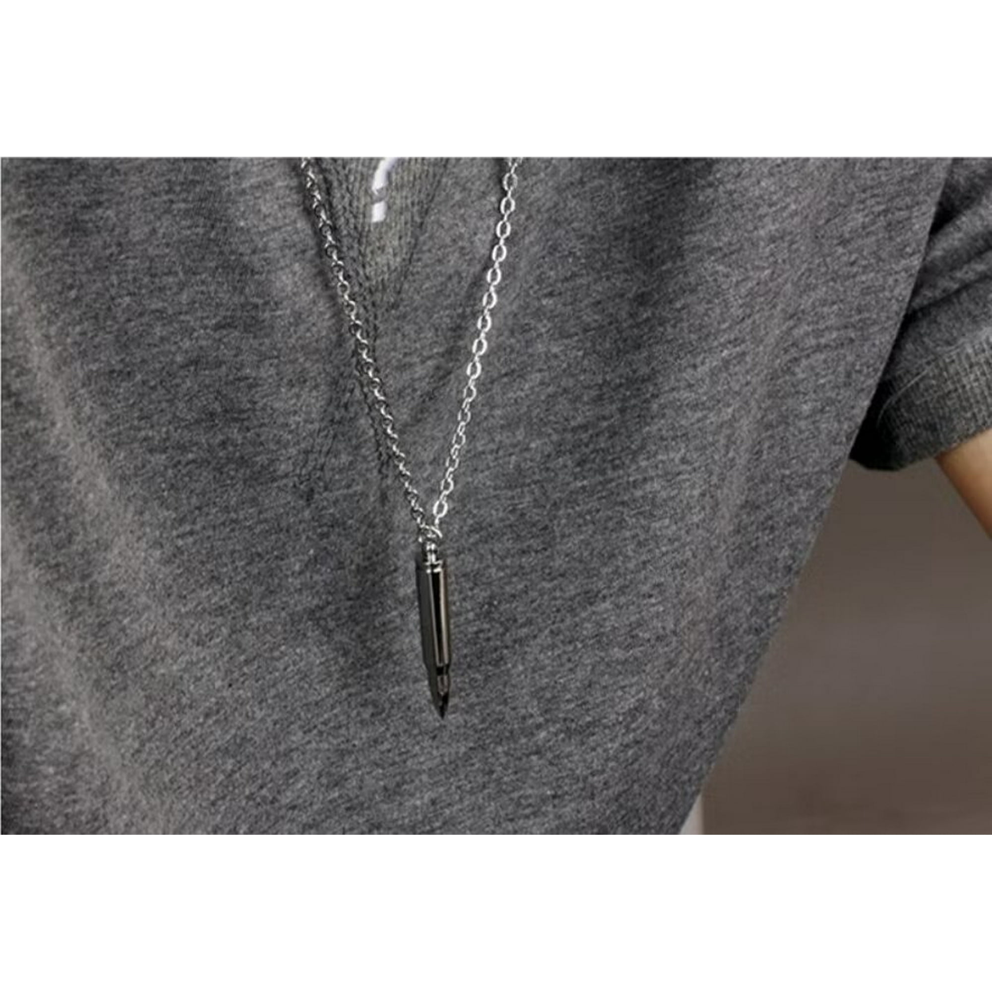 Generic Bullet Necklace Titanium Steel Bullet Pendant Chain Punk Gothic Necklace Personality Cool Necklace Jewelry for Men Women Boy Golden Walmart