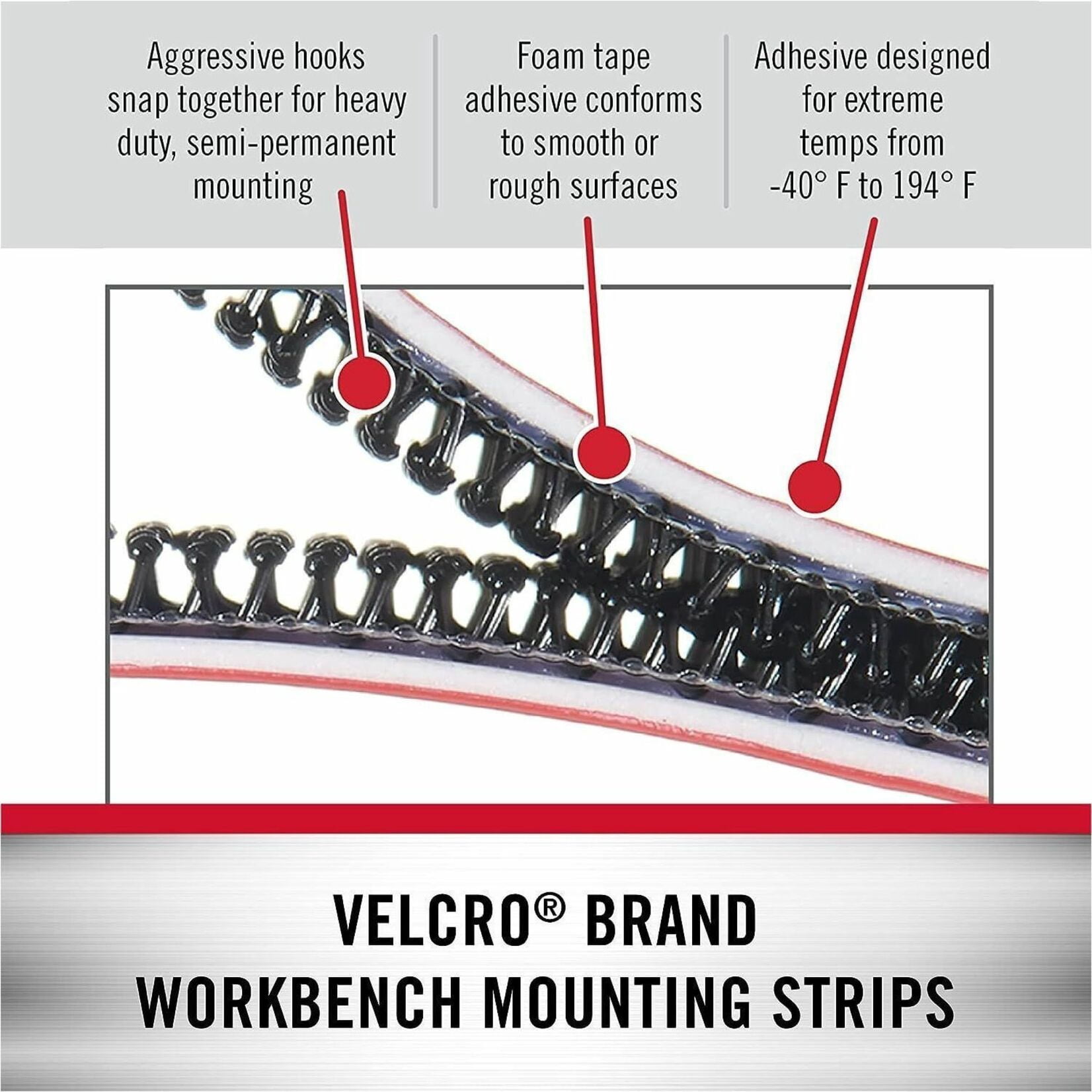 VELCRO Brand Workbench Mounting Tape 1/2in wide black 5ft of closure (10ft of tape)