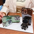 thumbnail image 6 of Compatible for iPhone 13 Pro Max 6.7 Inch Bling Plating Astronaut Hidden Stand Case, Cute 6D Bear Stand Glitter Phone Case for Women Girls Soft TPU Shockproof Back Cover - Green, 6 of 11