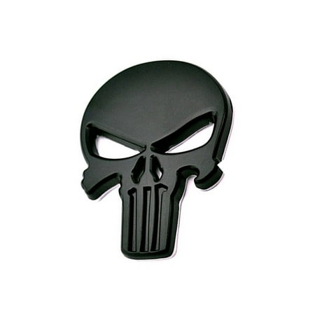 Xotic Tech 2 Pieces 3D Black The Punisher Rock Skull Emblem Skeleton Car Badge