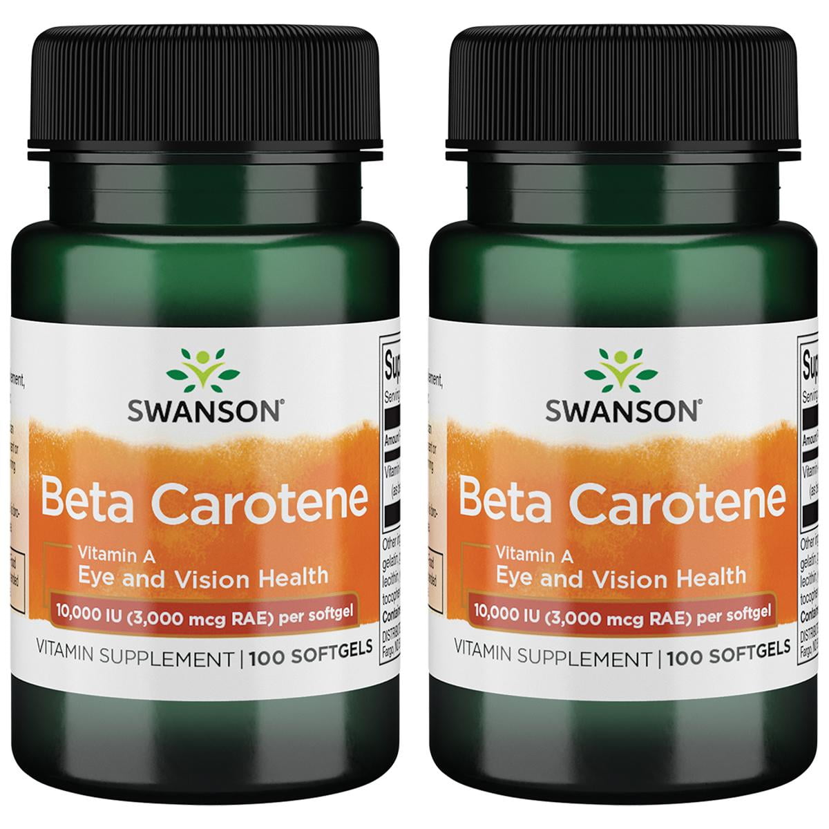Swanson BetaCarotene 10,000 Iu (3,000 mcg Rae) 100 Sgels 2 Pack