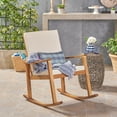 thumbnail image 2 of GDF Studio Aeney Outdoor Acacia Wood Rocking Chair with Cushions, Teak and Cream, 2 of 12
