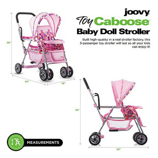 Joovy Toy Doll Caboose Tandem Stroller Pink Dot Walmart