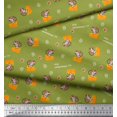 thumbnail image 2 of Soimoi Green polyester Crepe Fabric Cheese Slice & Rats Kids Print Fabric by the Yard 42 Inch Wide, 2 of 3