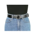 thumbnail image 4 of Cinturón de hebilla de pin para mujeres, cinturón ancho suave y casual para vestidos, jeans y pantalones de 112 cm/44.09" negro, hebilla plateada, 4 of 4