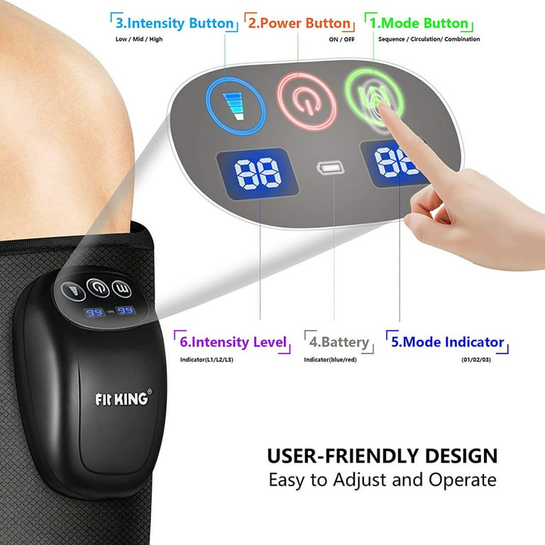 FIT KING Rechargeable Leg Massager for Circulation - Cordless Arm Massager  Calf Massager for Pain Relief FT-015A 