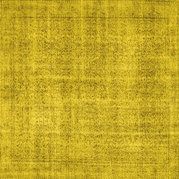 Ahgly Company Indoor Square Persian Yellow Traditional Area Rugs, 3' Square