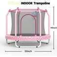 thumbnail image 5 of EUROCO 55" Toddler Trampline with Enclosure Net and Basketball Hoop, Indoor Mini Trampoline for Kids, 5 of 6