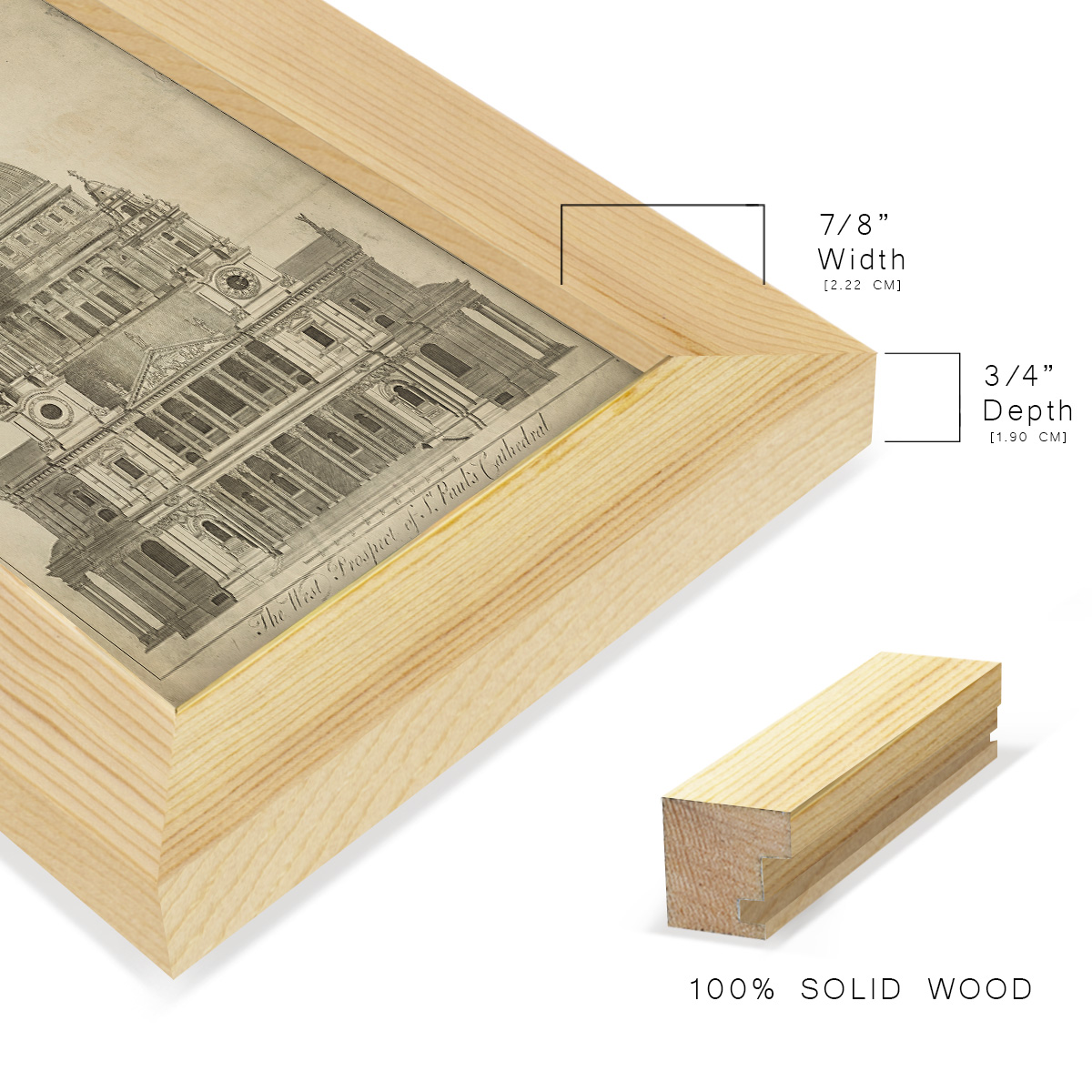 St. Paul's Cathedral -Framed Print w/glass-Natural Wood