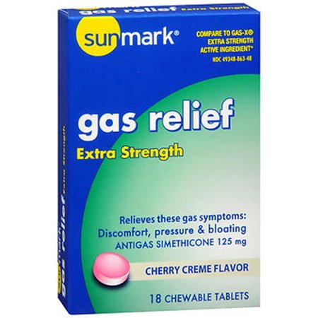 Sunmark Cherry Creme Extra Strength Gas Relief Chewable Tablets, 18 Count