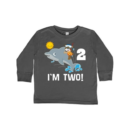 

Inktastic 2nd Birthday Dolphin 2 Year Old Gift Gift Toddler Boy or Toddler Girl Long Sleeve T-Shirt