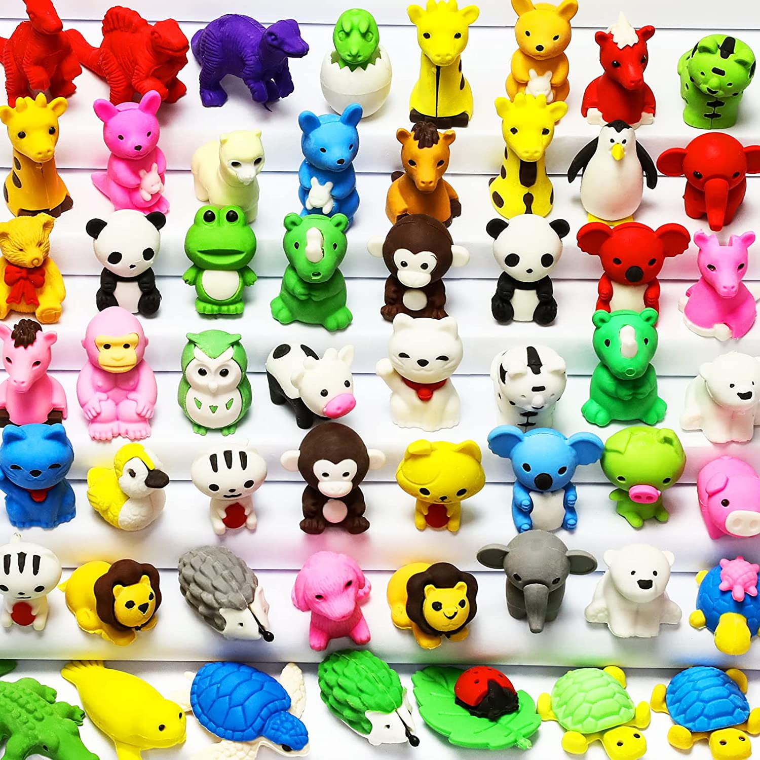 ICHUDAN 60PCS Animal Erasers for Kids Pencil Erasers Puzzle Erasers 3D