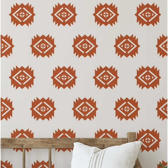 S4sassy Self-Stick Decorative Boho Wallpaper, Ethnic Diamond Print Wall Paper, Vinyl Waterproof Contact Paper, Brown, 25"x120" Removable Renter Friendly Wall Covering For Bedroom, Dining room