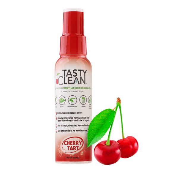 Tasty Clean All- Natural Cleaning Spray for Retainers, Mouth Guards, Clear Aligners, Dentures and Pacifiers - Cherry Tart Flavor