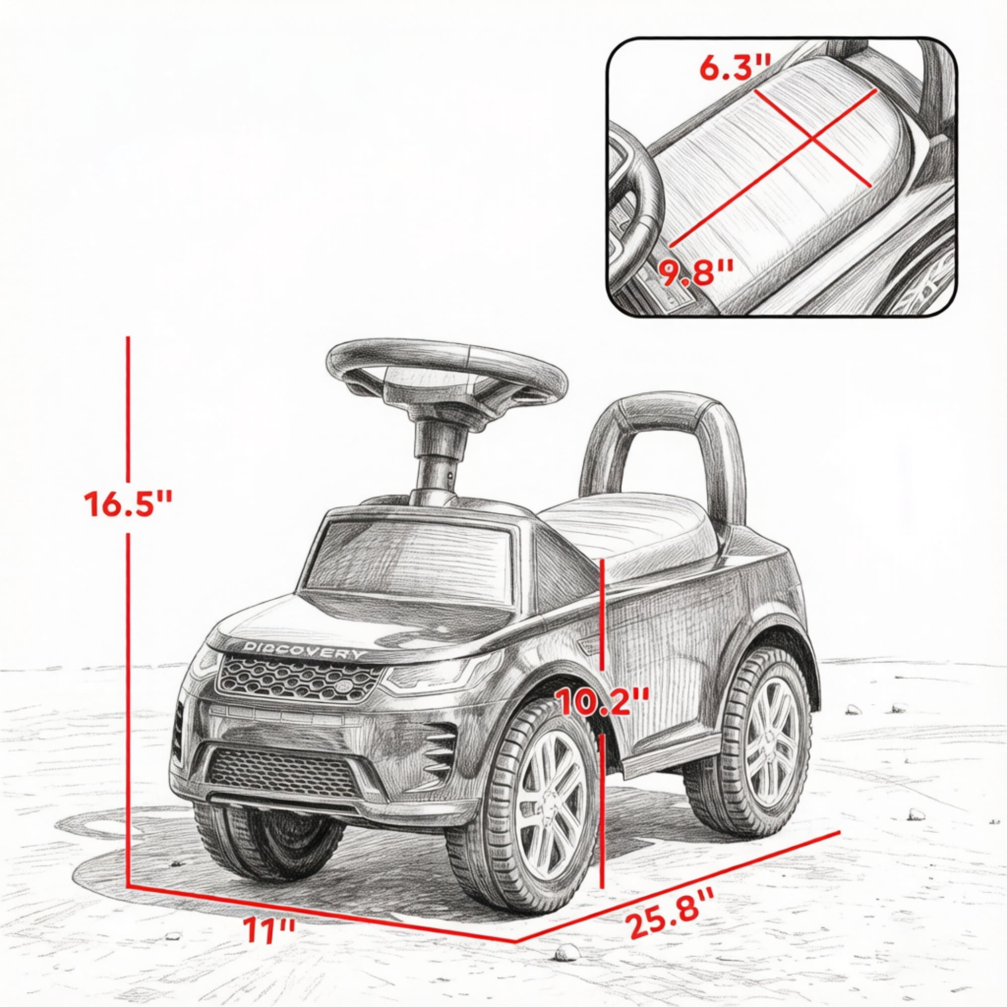 Baby Push Car for Toddlers, Under Seat Storage Ride-On Toy, 18-36 Months, Black