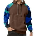 thumbnail image 2 of Men’s Pullover Hoodie Long Sleeve Drawstring Hooded Sweatshirt Raglan Sleeve Camouflage Print Casual Loose Fit Top Light Brown 3XL, 2 of 5