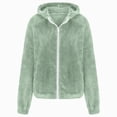 thumbnail image 5 of Staki Girls Fuzzy Sherpa Coat Full Zip Hoodie Fleece Jacket with Pockets Fall Winter Outwear 5-14Y(Mint Green,7-8 Years), 5 of 6