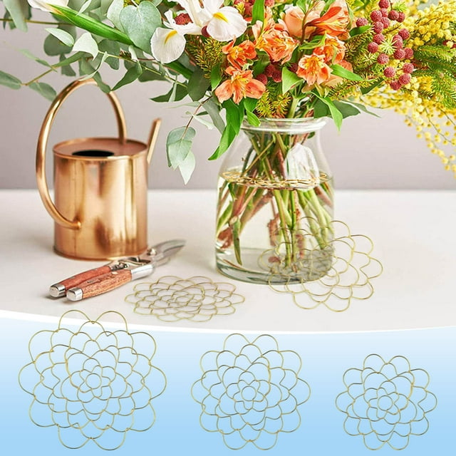 Moderno soporte de arreglo floral de hierro Organizador circular de 4/5/6 pulgadas para jarrones - Herramienta de diseño floral de metal resistente - Dispositivo auxiliar compacto y liviano para