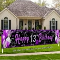 thumbnail image 2 of 1 piece 78.8x 17.8inch Happy Birthday 13 Years Old Banner - Purple Balloons and Fireworks Design, Durable Polyester for Outdoor/Indoor Parties, Weddings, Graduations, Holiday Decorations, 2 of 8