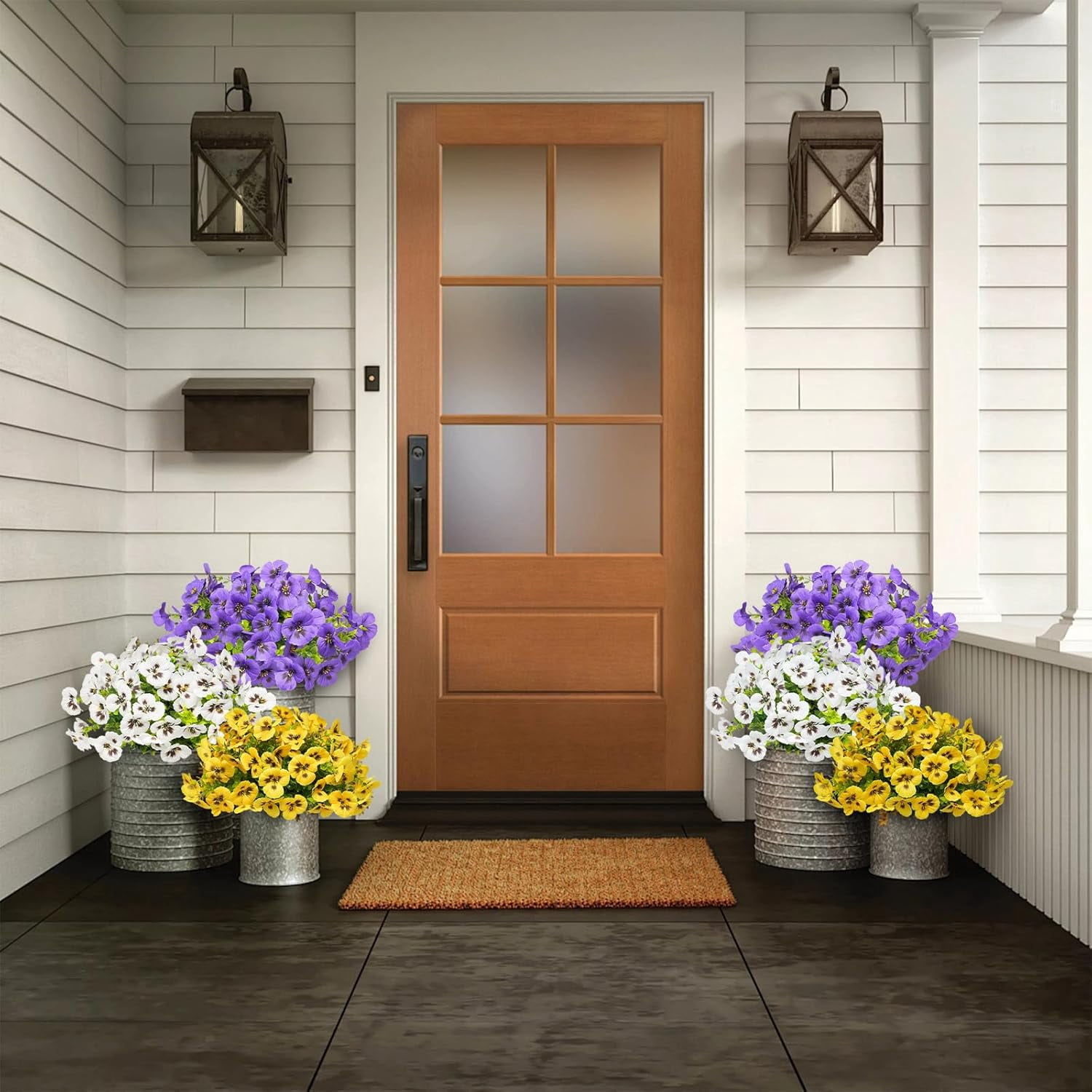 18 Bundles Artificial Pansy Flowers for Outdoor, UV Resistant Fake Flowers, Artificial Plants, Silk Faux Fowers for Outdoor Planters Home Garden Office Patio Front Porch