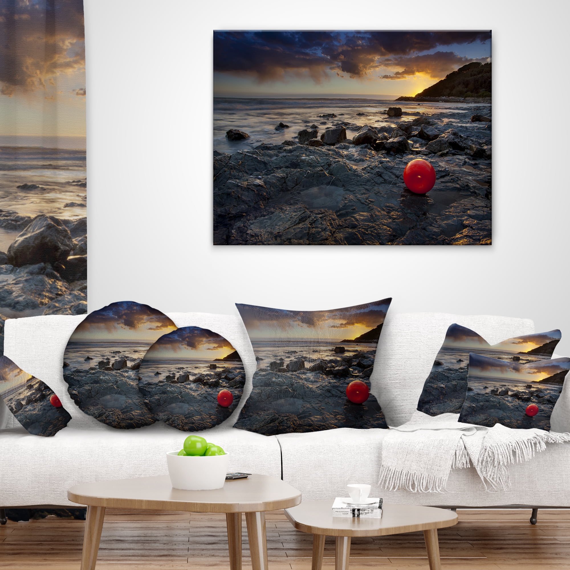 Designart Sunset at Livorno Italy - Landscape Photography Throw Pillow - 16x16