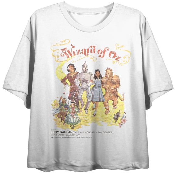 The Wizard of Oz Vintage-Inspired Character Art Women's White Crop Tee-Medium