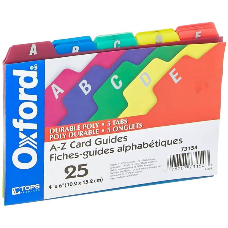 Oxford Poly Index Card Dividers, Alphabetical Guides, A-Z , 5 x 8