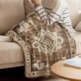 thumbnail image 4 of Throw Blanket for Couch Tribal Vintage Boho Soft Fleece Flannel Blankets Cozy Lightweight Blanket for Home Sofa Living Room Brown Bohemia Bed Throws 40" x 60", 4 of 9