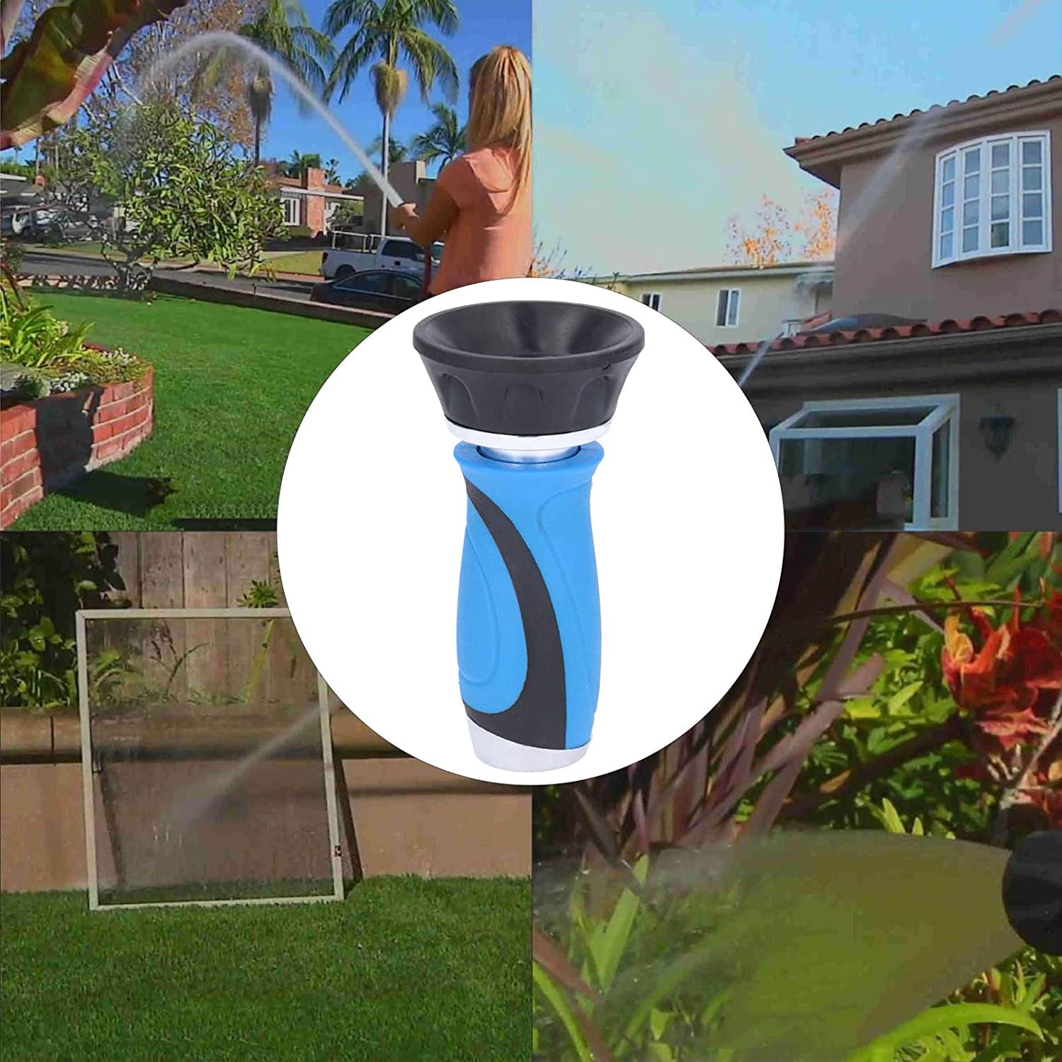 ABPETE Twist Hose Nozzle Sprayer, High Pressure Water Hose Nozzle,Fire Fighting Style Hose Water Sprayer,Heavy Duty Garden Hose Sprayer with Adjustable Spray Pattern,for Garden Hose Lawn Hose Tools