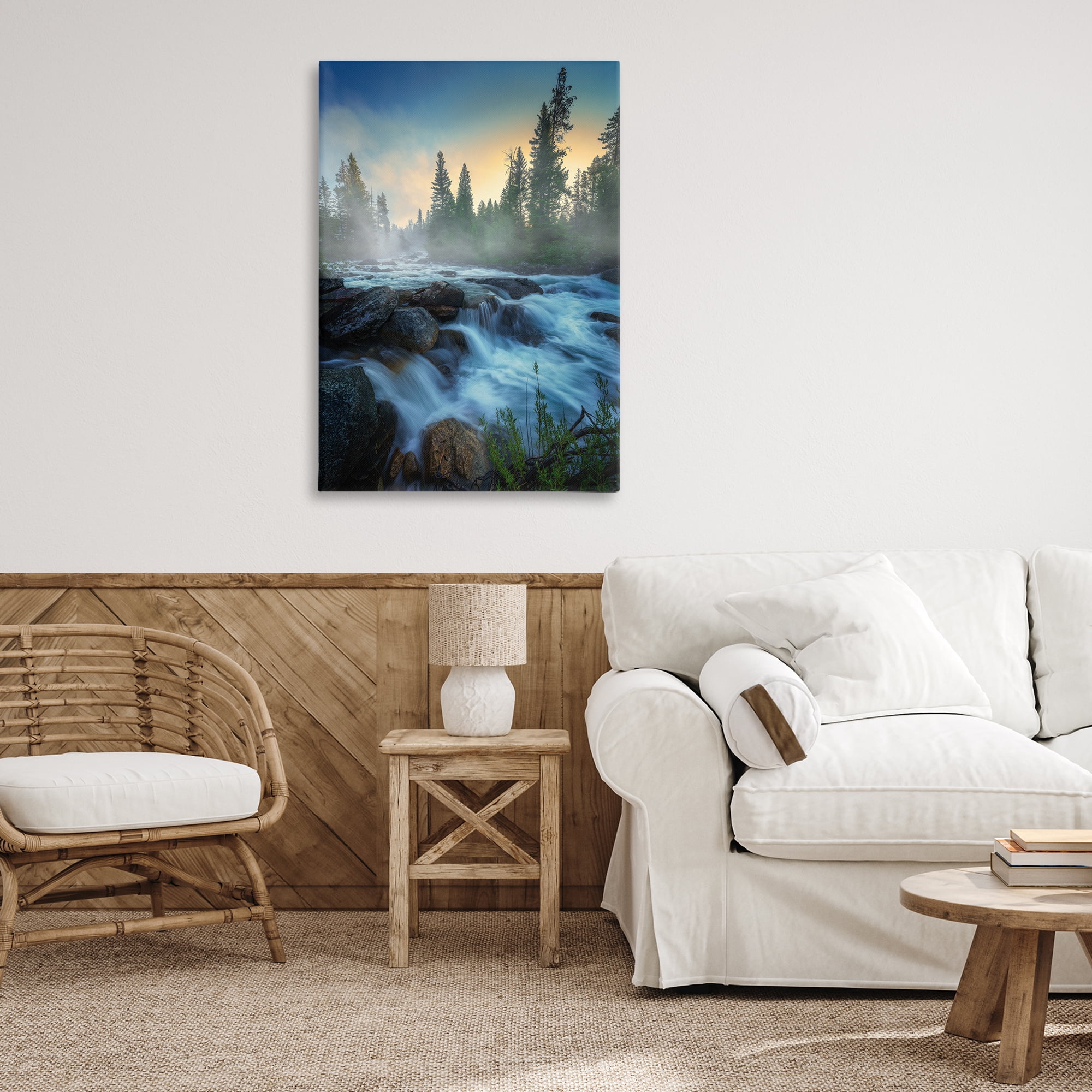 Stupell Industries Fog Over Rushing Water Landscape & Nature Photography Wrapped Canvas Art Print Wall Art, 24 x 36