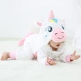 thumbnail image 3 of QEFJNO Newborn Infant Girls Cartoons Unicorn Romper Baby Winter Flannel Playsuit Toddler Hoodie Romper Jumpsuit with Zipper, 3 of 8