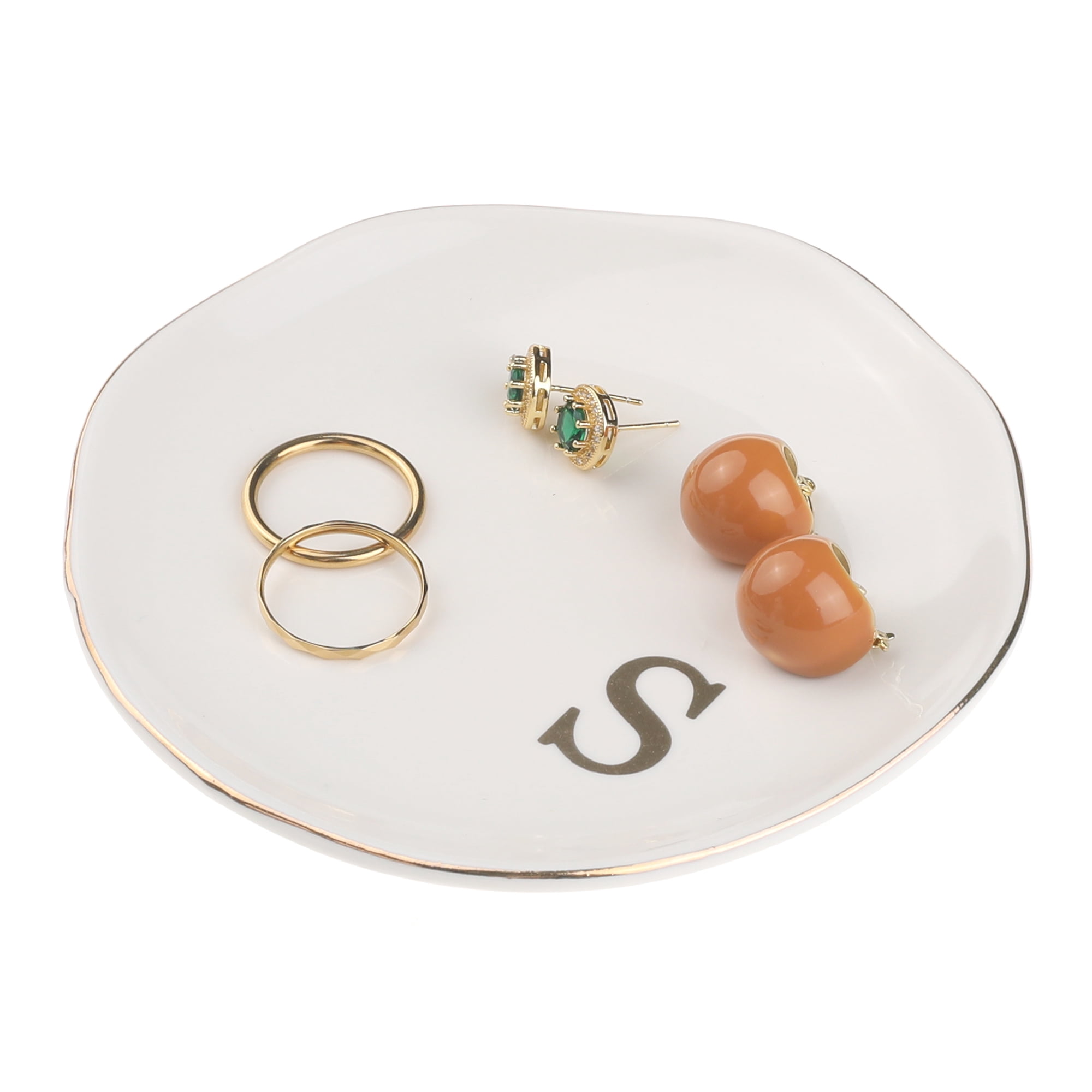 Unique Bargains Ceramic Jewelry Tray Decorative Trinket Dish Gifts Jewelry Boxes White-S