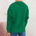 thumbnail image 4 of Women's Cable Knit Sweater V-Neck Collared Long Sleeve Pullover Top for Fall & Winter Green S, 4 of 5