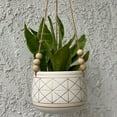 thumbnail image 5 of Flora Bunda CT593E-GD 6' Gold Geo Ceramic Hanging Planter with Beads, 5 of 5