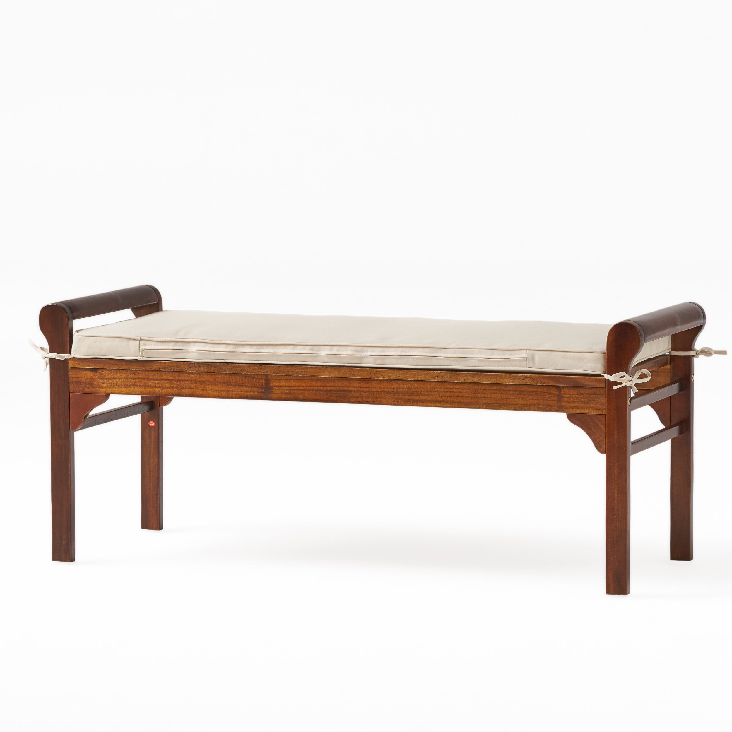 Noble House Claudia Rustic Acacia Wood Bench with Cushion, Mahogany and ...