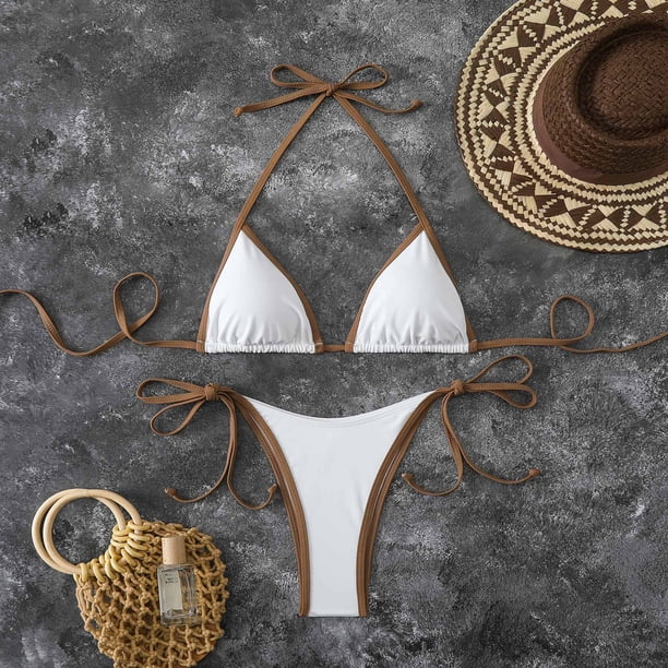 Trajes de baño para mujer, bikinis de cintura alta con cordón ajustable, traje de baño fruncido, conjunto dividido, trajes de baño para mujer, trajes de baño para mujer, traje de baño para mujer, traj