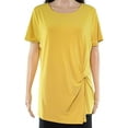 thumbnail image 2 of I.N.C Womens Twisted Pullover Blouse, Yellow, Plus Size, 0X, 2 of 8