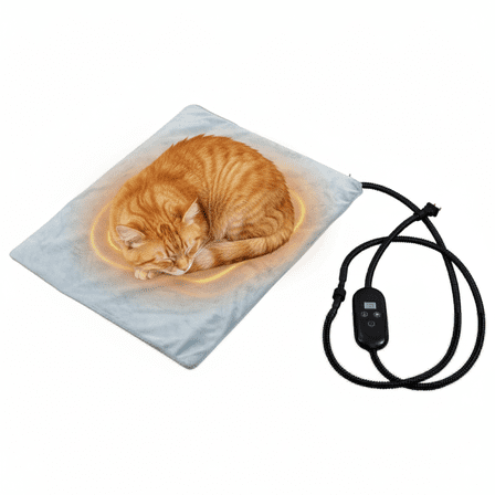 COZIWOW 14 x 18 Inch Pet Heating Pad for Dogs Cats, Adjustable Temperature and Waterproof Pet Heated Mat with Timer, Electric Heating Pet Bed with Chew Resistant Cord and Soft Washable Cover